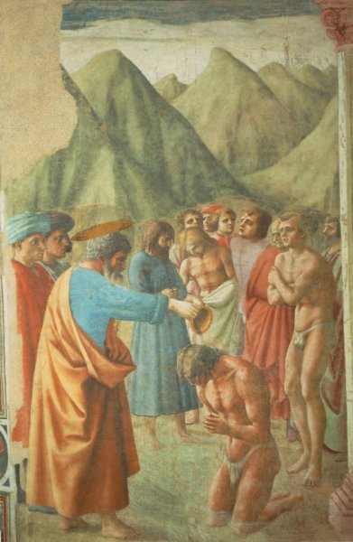 St Peter baptising